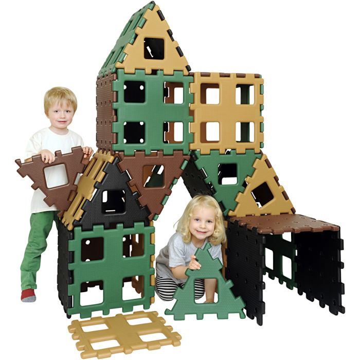 Polydron XL, str. 36-40 cm, natur, 36 deler/ 1 sett