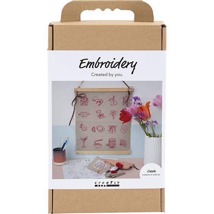 DIY Kit Broderi, hengende dekorasjon, lin, 1 pk.