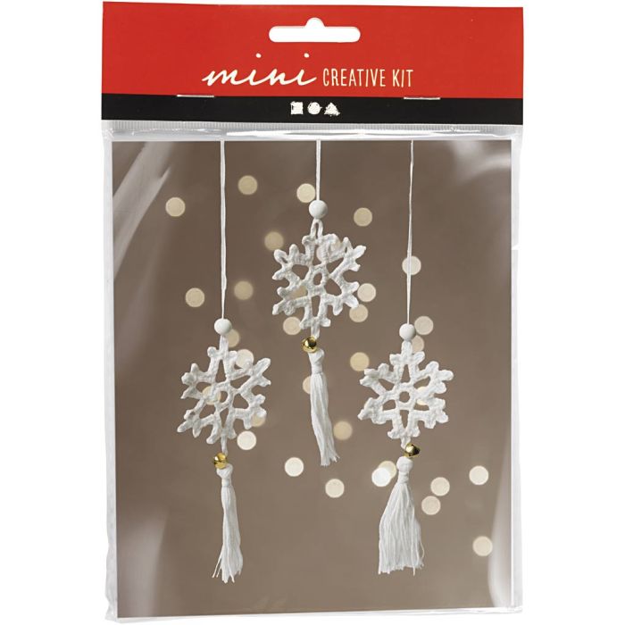 Mini DIY Kit Hekling, snefnugg, hvit, 1 pk.