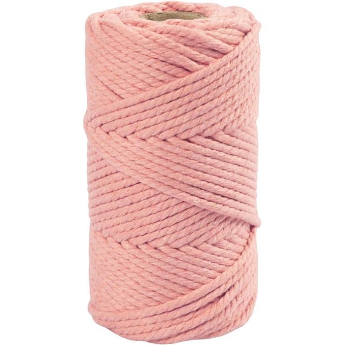 Macramè-rep, L: 55 m, dia. 4 mm, rosa, 330 g/ 1 rl.