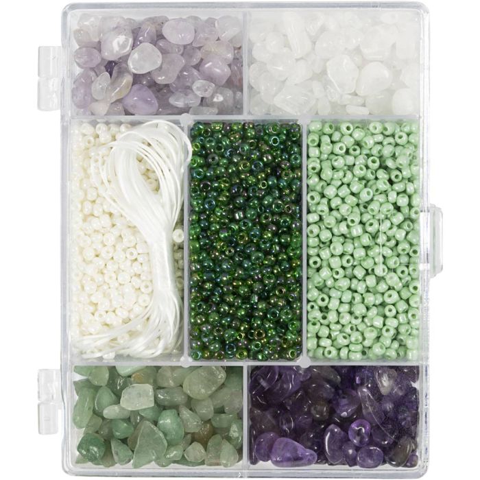 DIY Mix Smykker, Krystaller, str. 2,6-10 mm, hullstr. 0,8-1,2 mm, ca. 2460 stk., ass. farger, 1 pk.