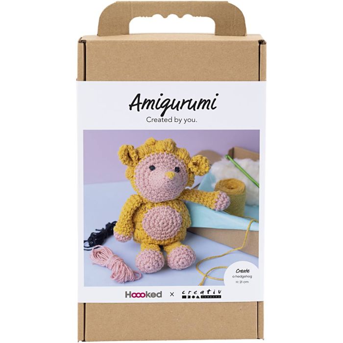 DIY Kit Amigurumi, Pinnsvin, lys rosa, varm gul, 1 pk.