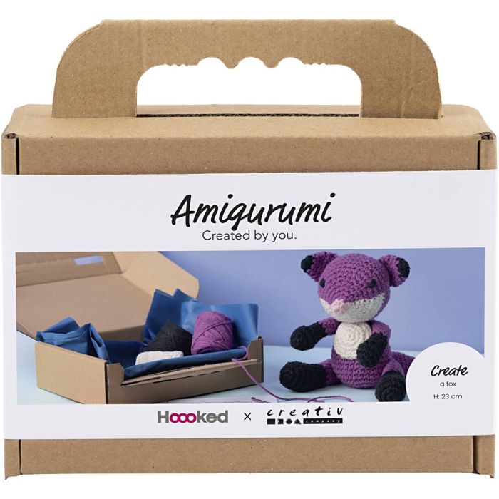 DIY Kit Amigurumi, Rev, svart, plomme, 1 pk.