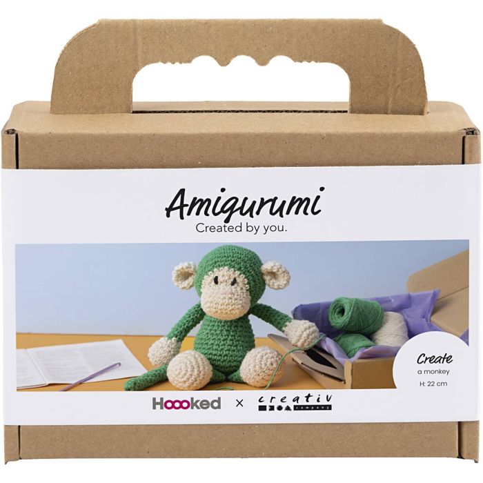 DIY Kit Amigurumi, Ape, grønn, off white, 1 pk.