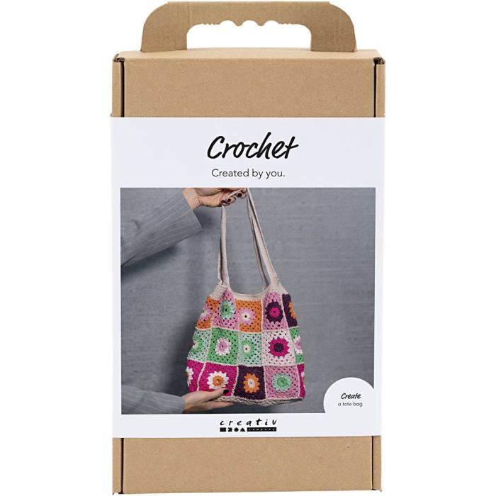 DIY Kit Hekling, Veske, colorful, creme, 1 pk.