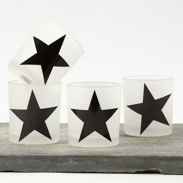 Lysglass med stjerner av designpapir