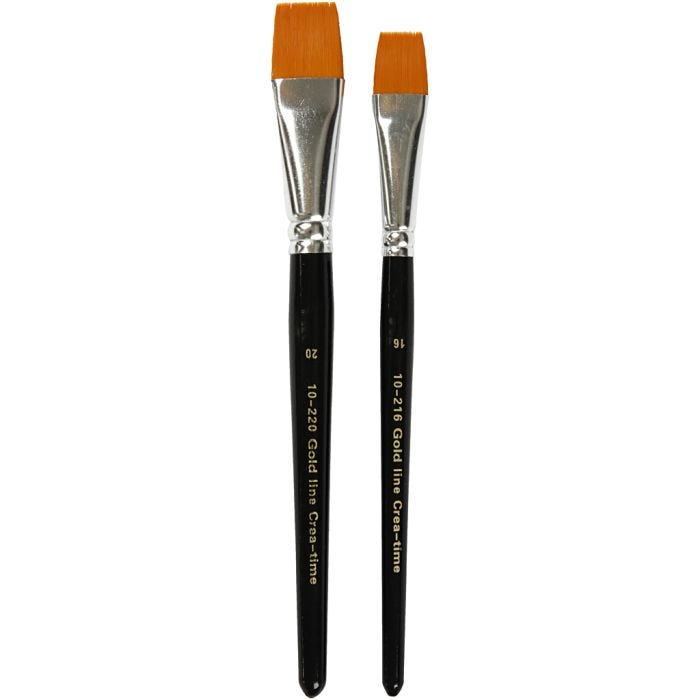 Gold Line pensler, nr. 16+20, L: 19-20 cm, B: 17-24 mm, flat, 2 stk./ 1 pk.