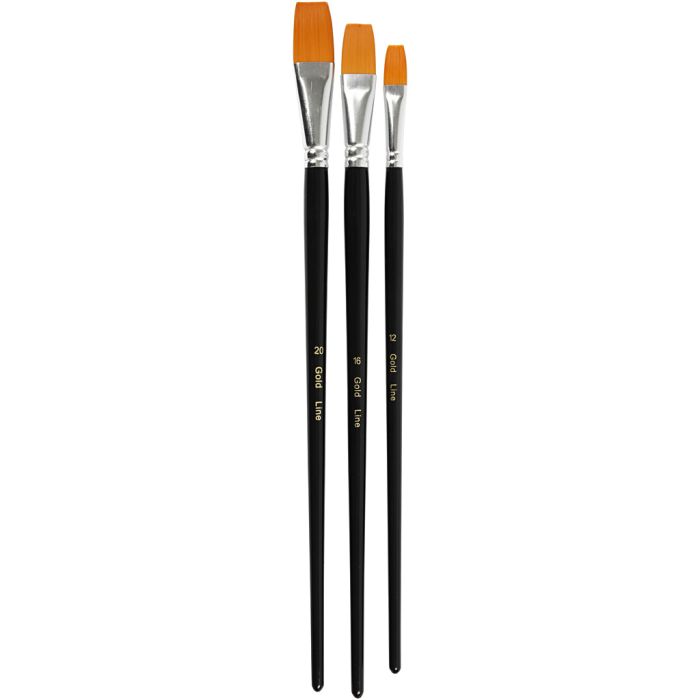 Gold Line pensler, 12+16+20, L: 30-33 cm, B: 12-20 mm, flat, 3stk./ 1 pk.