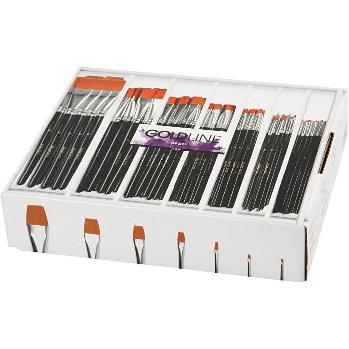 Gold Line pensler, 0+2+4+8+12+16+20, L: 16,5-20 cm, B: 1-7 mm, flat, 7x12stk./ 1 pk.