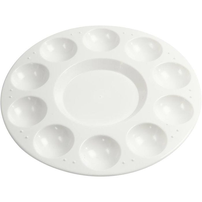 Palett, Rund palett med 11 rom, dia. 17 cm, hvit, 1 stk.
