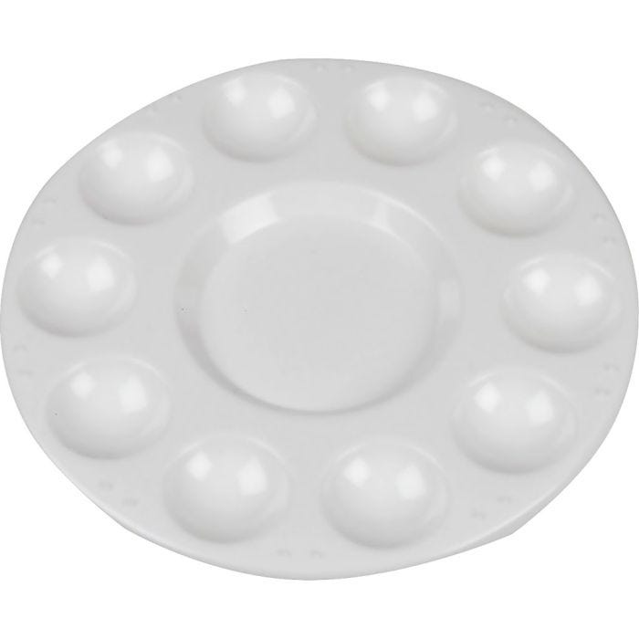 Palett, Rund palett med 11 rom, dia. 17 cm, hvit, 10 stk./ 1 pk.