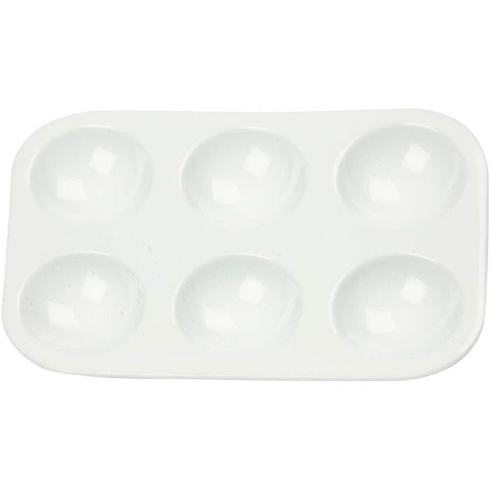 Palett, Rektangulær palett med 6 rom, str. 13x8,5 cm, hvit, 10 stk./ 1 pk.