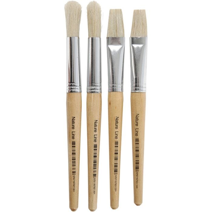 Barnepensler, nr. 15, L: 18,5+19,5 cm, B: 11+17 mm, flat,rund, 4 stk./ 1 pk.