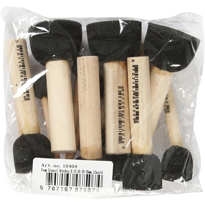 Skumpensler, L: 9-10 cm, dia. 13+20+25+35 mm, 12 stk./ 1 pk.
