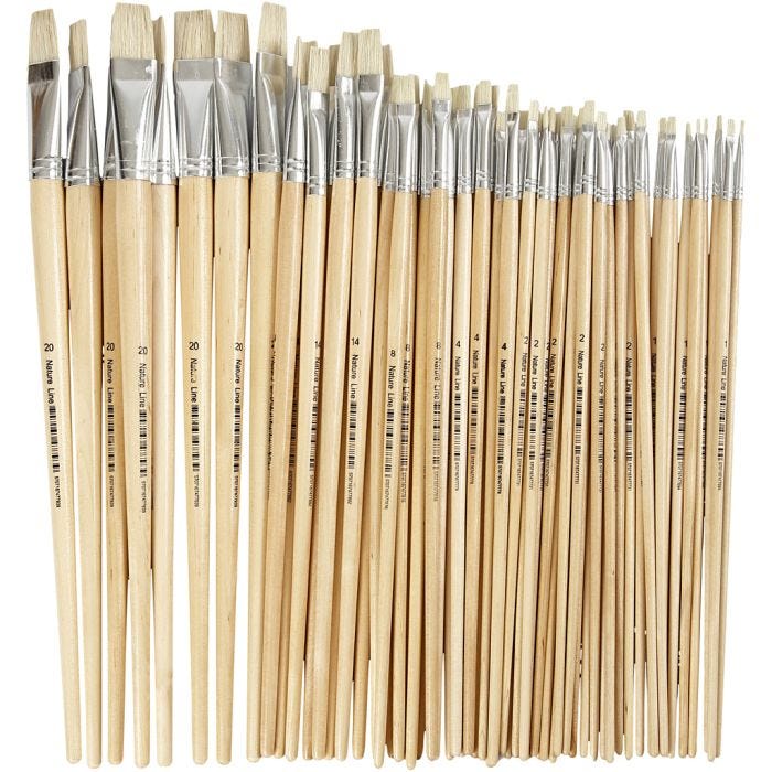 Nature Line Pensel, nr. 1+2+4+8+14+20, L: 27,5-33 cm, B: 5-19 mm, flat, 64 stk./ 1 pk.