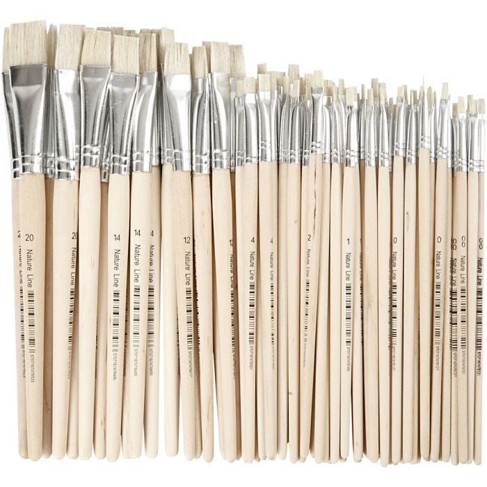 Nature Line Pensel, 00+0+1+2+4+12+14+20, L: 18-22 cm, B: 3-20 mm, flat, 68stk./ 1 pk.
