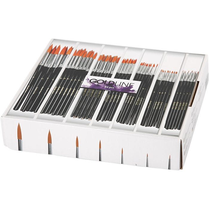 Gold Line pensler, 1+2+4+8+12+18+22, L: 17-21 cm, B: 1-7 mm, rund, 7x12stk./ 1 pk.