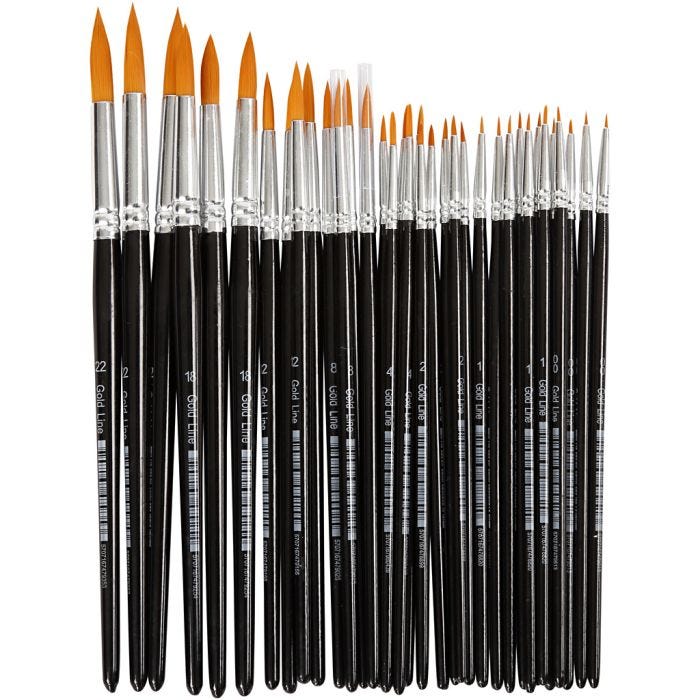 Gold Line pensler, 0+1+2+4+8+12+18+22, L: 17-21,5 cm, B: 1-7 mm, rund, 36stk./ 1 pk.