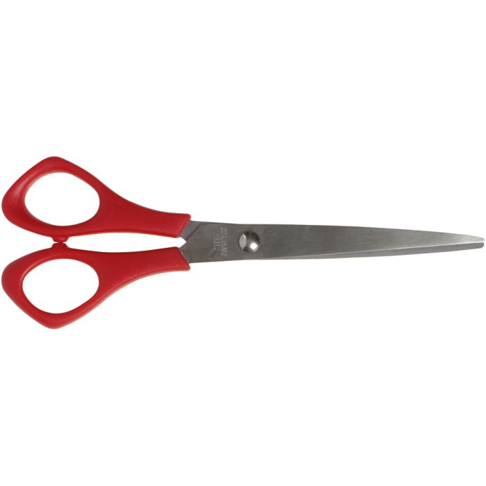 Skolesaks, L: 16 cm, spiss, venstre, rød, 1 stk.