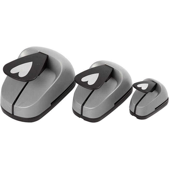 Lag-på-lag stansejernsett, hjerte, str. 25+49+75 mm, 3 stk./ 1 pk.