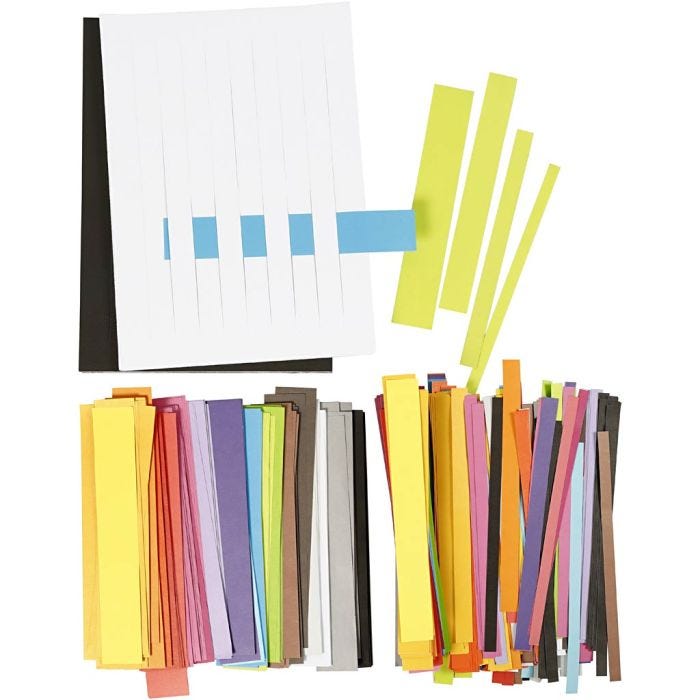 Papirveving, L: 21 cm, B: 10+15+25+35 mm, 1 pk.