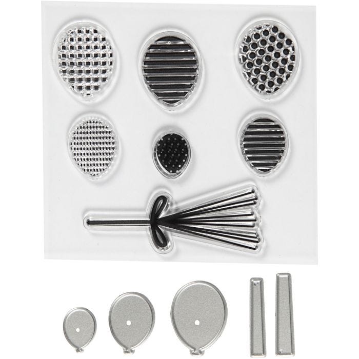Stempler og skjæresjablonger, ballong, str. 3-7,5 cm, 1 pk.