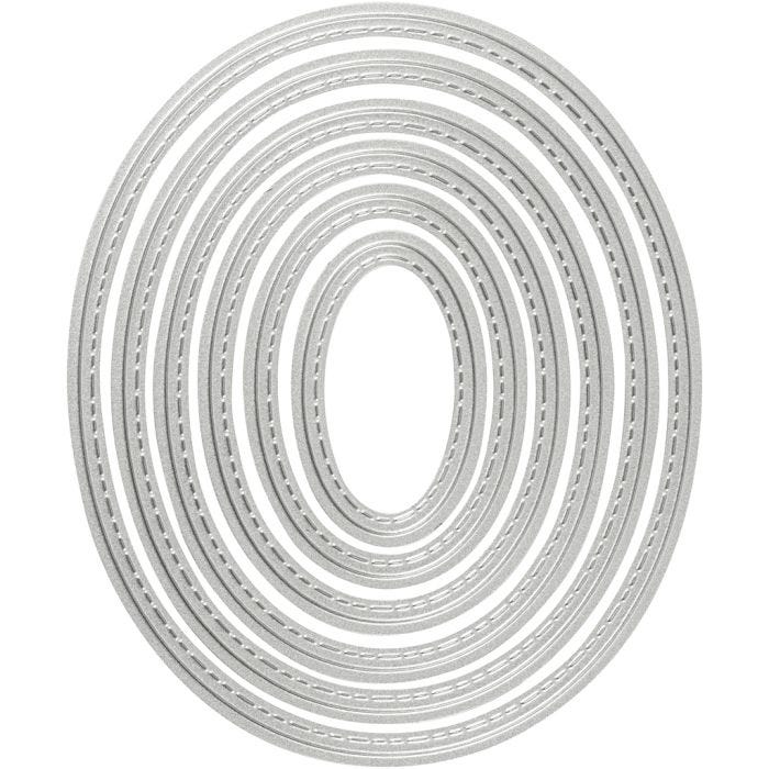 Skjære- og pregesjablong, oval, str. 5x3-12x10 cm, 1 stk.