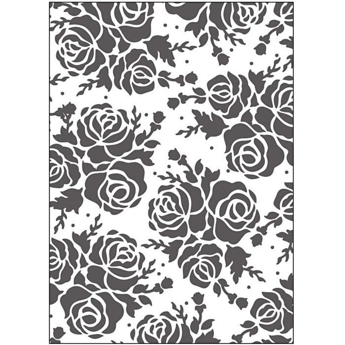 Pregesjablong, rose, str. 13x18,5 cm, tykkelse 2 mm, 1 stk.