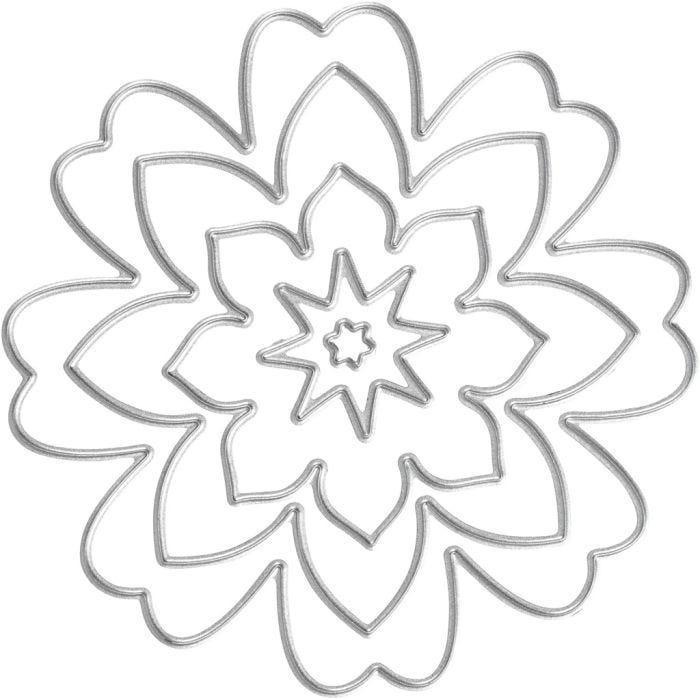 Skjæresjablong, blomst, dia. 0,5-8 cm, 1 stk.