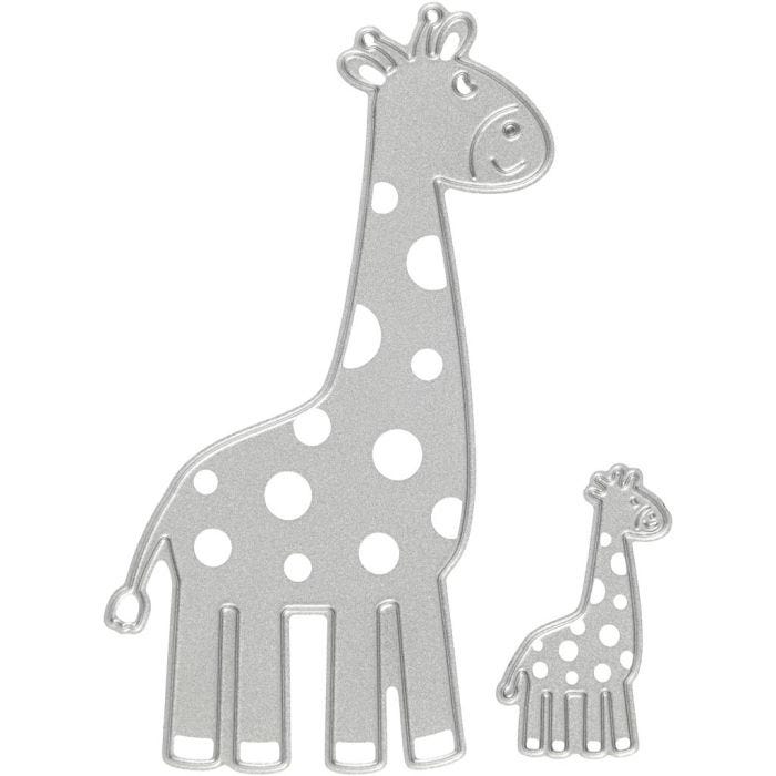 Skjære- og pregesjablong, giraff, str. 54x92+21x35 mm, 1 stk.