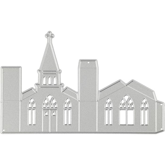 Skjære- og pregesjablong, kirke, str. 135x85 mm, 1 stk.
