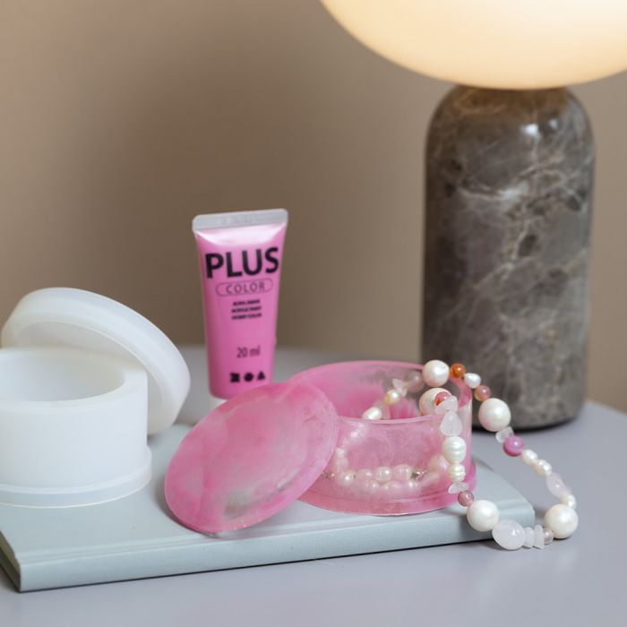 Gjennomsiktig krukke med marmorering