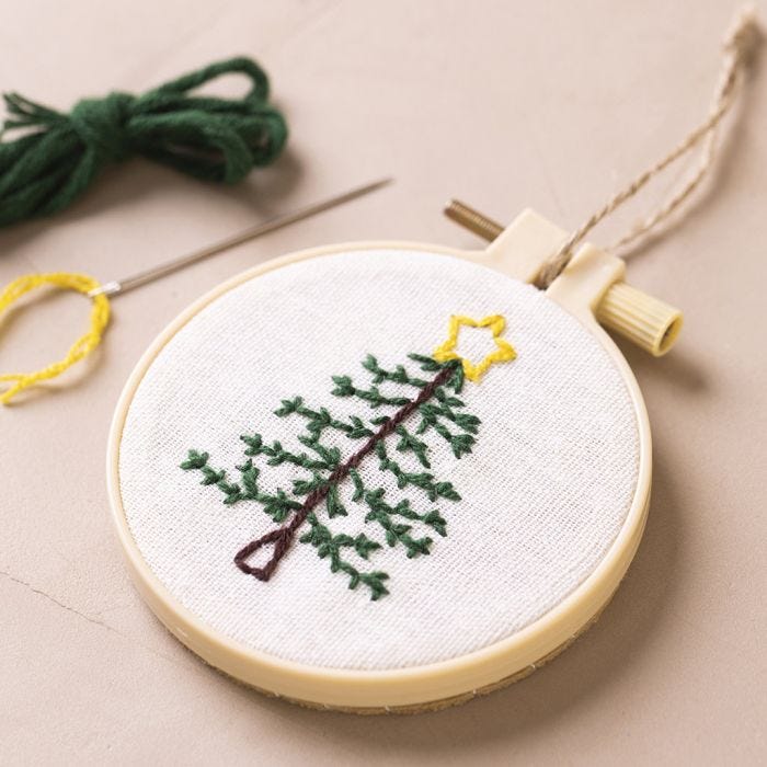 Broderiramme med brodert juletre
