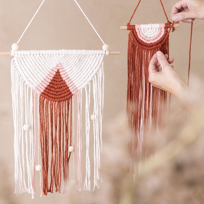 Macramé-oppheng i to størrelser