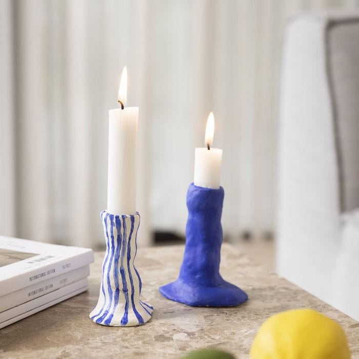 Lysestaker laget av selvherdende leire