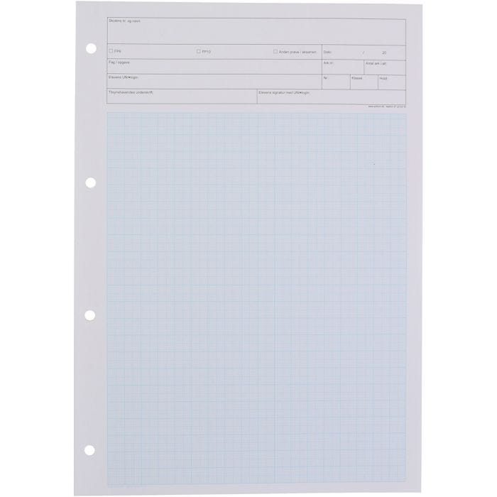 Millimeterpapir u/navn, A4, str. 21x29,7 cm, hvit, 500 ark/ 1 pk.