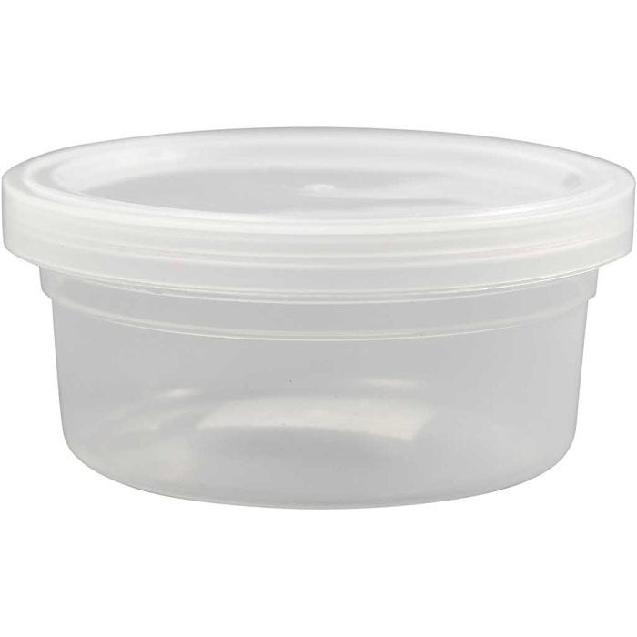 Plastboks med lokk, H: 38 mm, dia. 84 mm, 125 ml, 20 stk./ 1 pk.