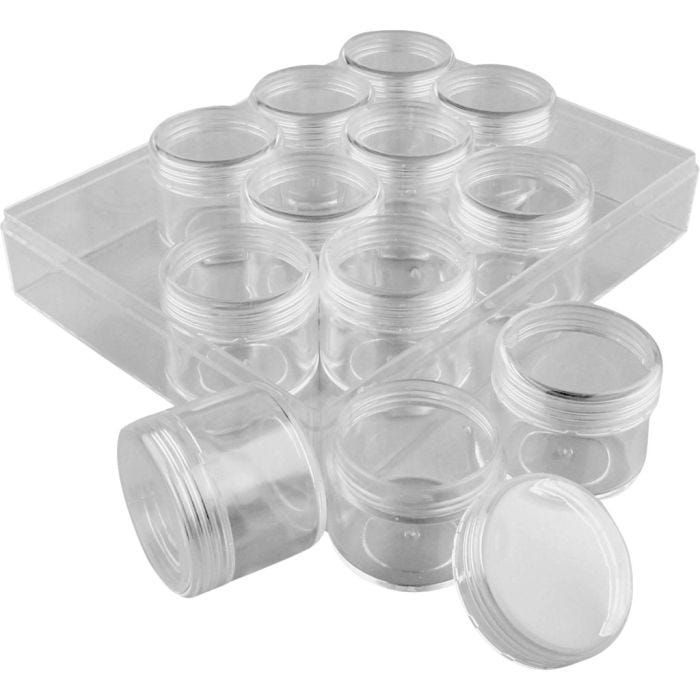 Akrylboks, H: 30 mm, dia. 35 mm, 20 ml, 12 stk./ 1 sett
