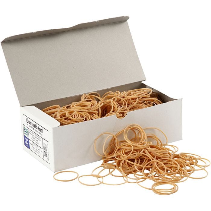 Gummistrikk, dia. 5-8 cm, tykkelse 1 mm, 500 g/ 1 pk.