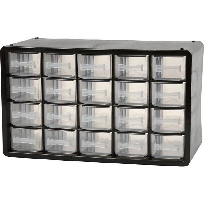 Skuffereol, nr. PC 20, str. 18,4x30,5x14,9 cm, hullstr. 55x37 mm, 1 sett