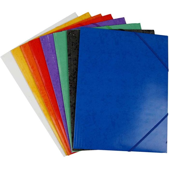 Elastikkmappe, A4, str. 22,9×32,4 cm, ass. farger, 8x3 stk., 24 stk./ 1 pk.