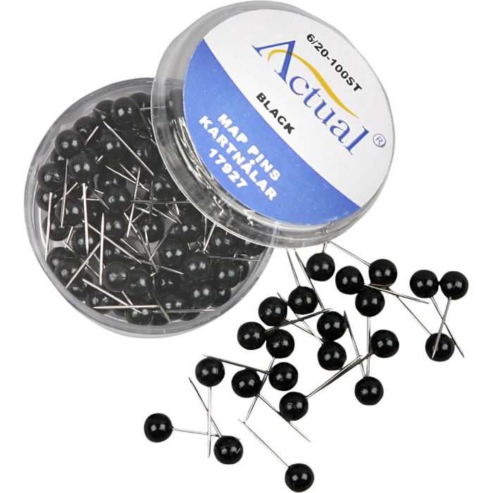 Kortnål, L: 17 mm, dia. 6 mm, svart, 100 stk./ 1 pk.