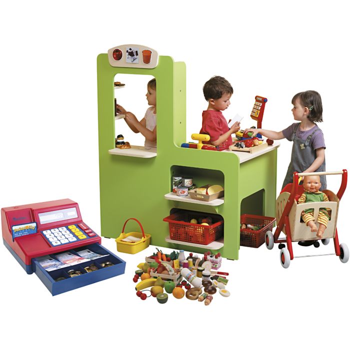 Nathan Kjøpmannsbutikk, Med kasseapperat og matvarer, str. 100x86x120 cm, 1 sett
