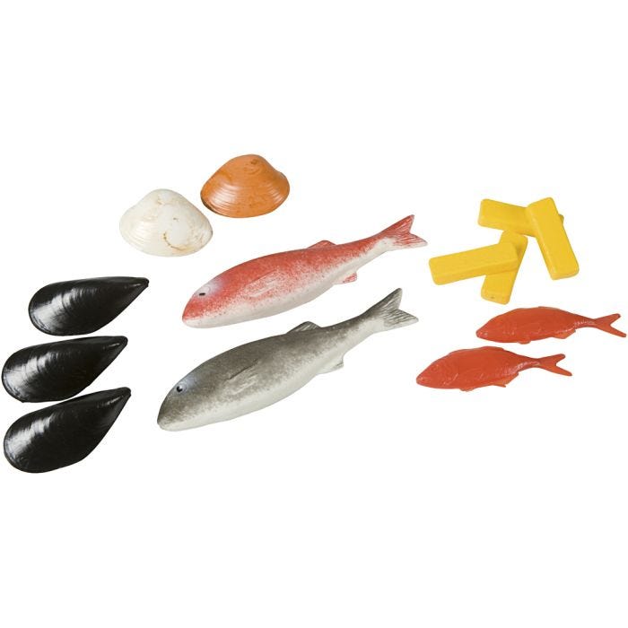 Educo Fisk og Muslinger, str. 6,5-21 cm, 12 stk./ 1 sett