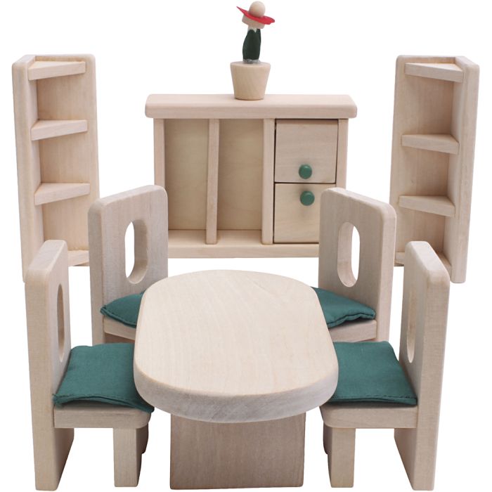 Educo Dukkehusmøbler, Spisestue, str. 6-10 cm, 6 stk./ 1 sett