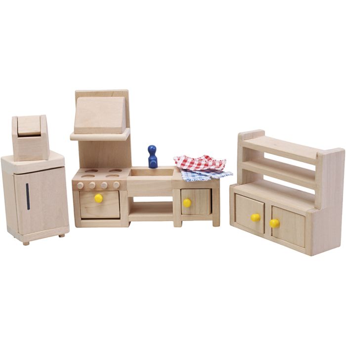 Educo Dukkehusmøbler, Kjøkken, str. 4-14 cm, 8 stk./ 1 sett