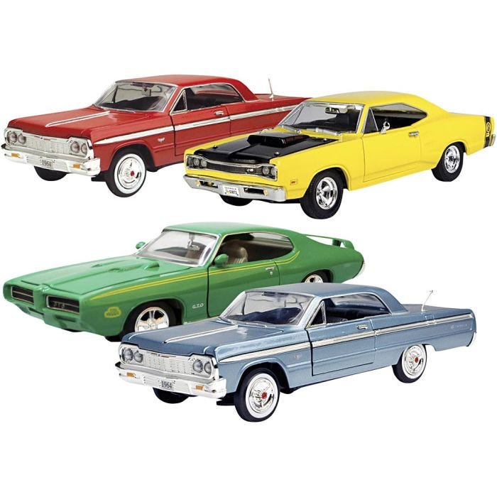 Lekebil, American Classics 1:24, L: 22 cm, Innhold kan variere , 12 stk./ 1 pk.