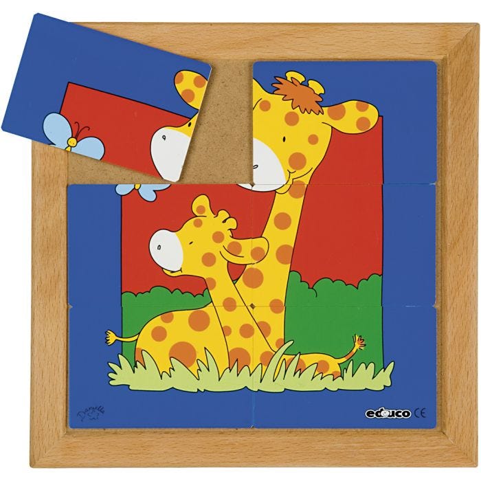 Educo Puslespill dyremor og -barn, str. 24x24 cm, 6 brikker, 1 stk.