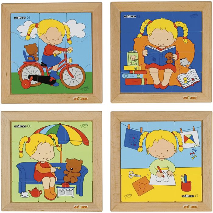 Educo Puslespill, jente, 9-12 brikker, 4 stk./ 1 stk.