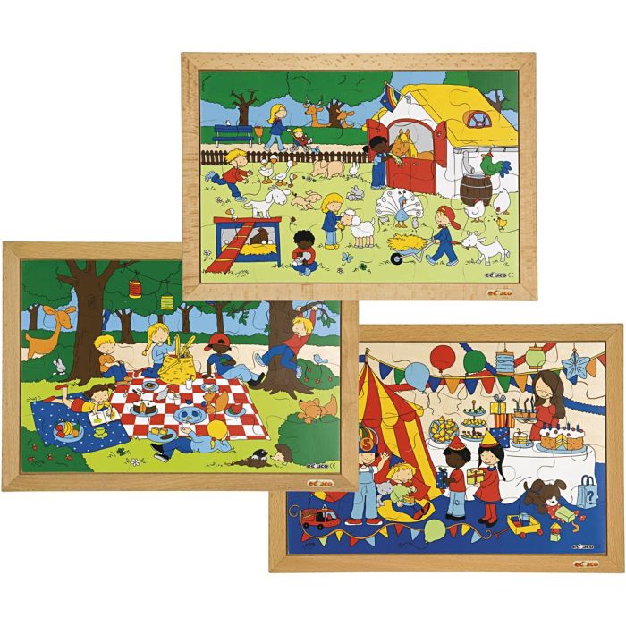 Puslespill, str. 40x28 cm, 24 brikker, 3 stk./ 1 pk.